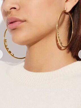 Coach Gold Large Logo Hoop Earrings